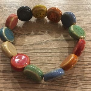 MULTI-COLORED CLAY BEADED BRACELET